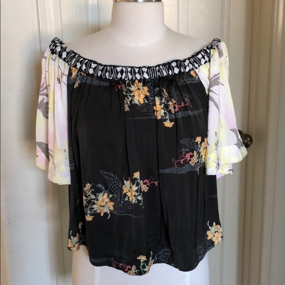Free People Mixed Print Blouse